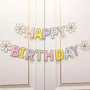 생일축하 가랜드 골드테두리 HBD