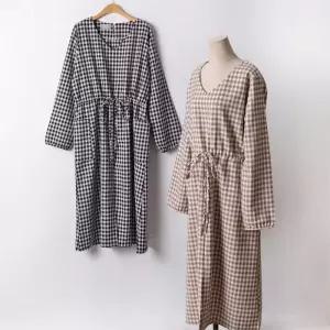 빅사이즈 109 베이직체크끈롱원피스 DCHF330