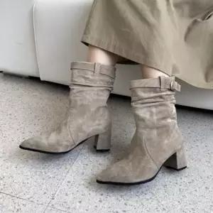 친절한탄씨 부츠 발목 여성구두 봄신발 로우힐 워커 발목구두 힐
