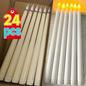 3D 테이퍼 긴 극 양초 조명 LED Flameless 뾰족한 촛불 빛 배터리 전자 Tealight 웨딩 크리스마스 파티 장