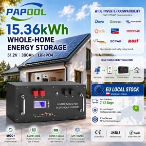 LiFePO4 48V 300Ah 15Kwh 배터리 51.2V 리튬 6000 사이클 태양광 에너지 저장 EU