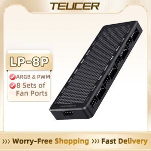 TEUCER ARGB 컨트롤러 냉각 선풍기 허브 PWM 5V 주소 지정 가능 컴퓨터 PC 케이스 1-8 3 핀