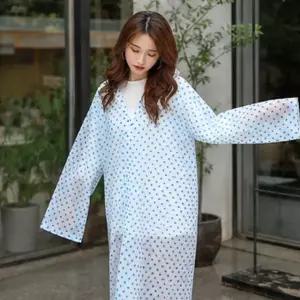 EVA 남녀공용 모자 우천 외출용 방수 레인코트 일체형 도트무늬 우비 우의