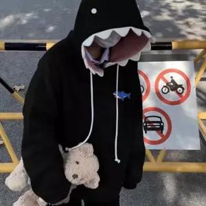 안감 상어 기모 캐릭터 후드 귀여운 티셔츠 상의