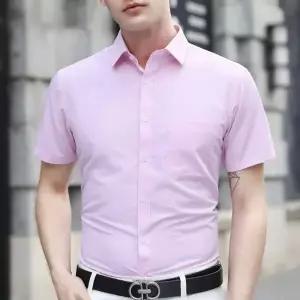 남성 반팔 셔츠 여름 비즈니스 캐주얼 포켓 솔리드 오피스룩