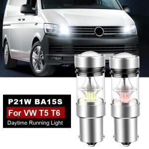 VW T5 T5.1 T6 Transporter 용 2pcs LED 주간 러닝 라이트 DRL 전구 램프   P21W BA15S 1156