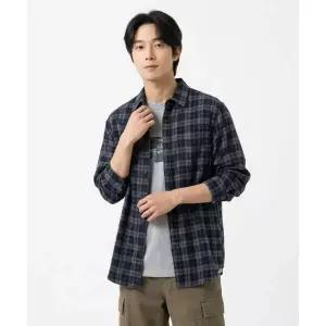 8SECONDS 오버사이즈 체크 셔츠 네이비