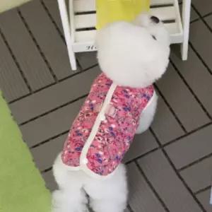 조끼 외출복 베스트 산책 패딩 용품 하네스 강아지 겨울 고리