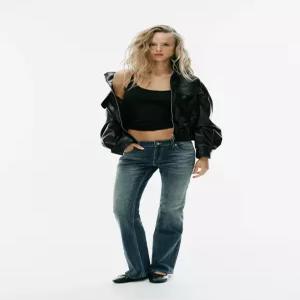 ZARA 페이크 레더 허리 조절 재킷 - 블랙 4749/706/800