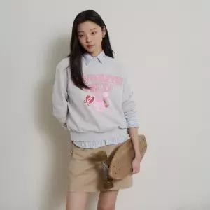[백화점 정품] 빈폴 25SS [B. my] 그래픽 오버핏 스웨트 셔츠 그레이 BF6241N013