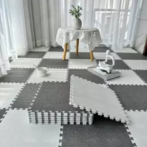 DIY 린넨 패치워크 러그 퍼즐매트 거실 층간소음 놀이방 30x30cm 10장 1세트