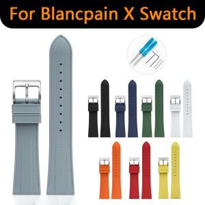 Blancpain X Swatch용 불소 고무 스트랩 스포츠 방수 프리미엄 FKM 시계 밴드 교체 도구 포함 22mm