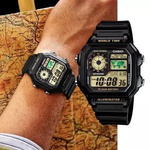 백화점AS가능 카시오 월드타임 우레탄시계 AE-1200WH-1B 아웃도어 남성시계 지코스모제품
