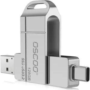 OSCOO 128GB SSD USB 플래시 드라이브 최대 550MB/s 32 Gen1 듀얼 USBC 및 USBA 포트 15/16/17 Android