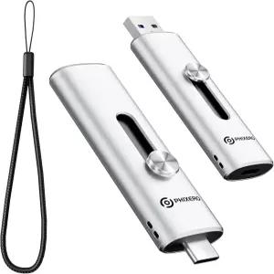 PHIXERO USB 드라이브 128GB 외장 SSD 최대 1100MB/s 32 Gen2 플래시 듀얼 포트 Android Windows PC 및