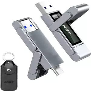 EAGET 128GB 플래시 드라이브 USB 32 560MB/s 고속 된 USBC 듀얼 포트 솔리드 스테이트 15/16/17 Pro
