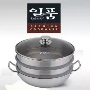 키친아트 일품(  ) 3-PLY 인덕션 3단찜파티웍33CM