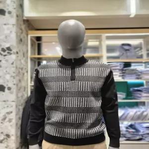 [크로커다일남성]크로커다일 앞판 멀티 패턴 하프 집업 니트 티셔츠  CDAA8KR