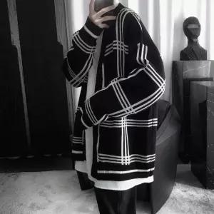 남자 롱 노르딕 니트 오버핏 스웨터 가디건 클래식 라운드 롱가디건 간절기 봄 남성 카디건