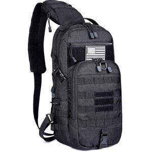 G4Free EDC 백 택티컬 슬링 백, 어설트 팩 직사각형 아웃도어 데이팩 | 600D 폴리에스터 원단, 크기: 13.5*8*5.1인치 (길이*너비*높이), 하이킹용, 일상용 숄더 백팩, 몰레 체스트 백팩