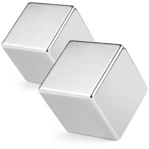 DIYMAG 강력한 희토류 자석 대형 큐브 네오디뮴 과학 자석 25X25MM | N52 2개 세트 산업용 고출력 블록 공예용 두꺼운 디스크 냉장고용 독특한 제품