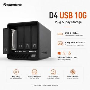 스톰포지 D4 4베이 하드 드라이브 인클로저 USB C 10Gbps 8643 SATA HDD SSD 수납함 케이스 (NAS 맥 미니