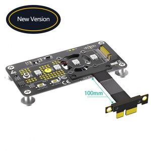 [호환품]10CM M.2 NVME-PCIE X1 연장 케이블 PCI Express 3.0 1X-M 키 변환기 라이저 보드(냉각 팬 포함) R
