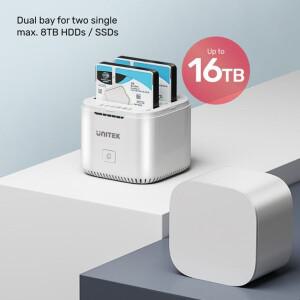 USB C 듀얼 SATA 하드 드라이브 도킹 어댑터 타입-C 5Gbps 2.5인치 SSD HDD 스테이션 (오프라인 복제 기능