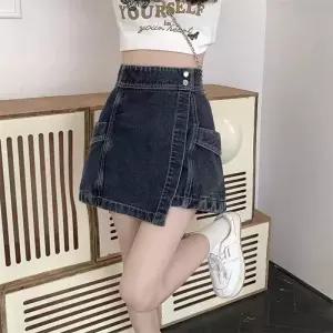 엘럽 여성 빅사이즈 하이웨스트 데님 반바지 여름 슬림핏 치마바지 5부 와이드 바지 뉴템