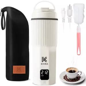 KIVRA 여행용 주전자-316 스테인리스 휴대용 온도 조절 기능이 있는 450mL 물 보일러 자동 차단 및 끓이기