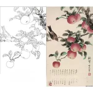 민화 밑그림 도안 동양화 화접도 따라그리기 공필화 화훼도 스캐치 재료 DIY 화조도