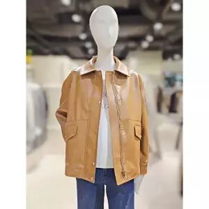 온앤온 카라넥 밑단스트링 루즈핏 레더점퍼 NJL6SM231 2863403