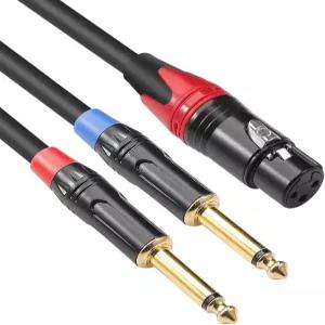 디시노 XLR 여성-듀얼 1/4인치 Y 스플리터 케이블 XLR-더블 6.35mm 모노 TS 플러그 마이크 오디오 컨버터