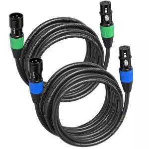 Baroflone XLR 케이블 마이크 6피트 2개 세트 골드 도금 3핀 스피커 수컷-암컷 무대 조명 호환