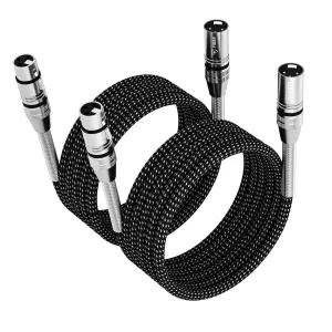 FIBBR XLR 케이블 마이크 2개 세트 3피트/1미터 나일론 브레이드 OFC 도체가 적용된 헤비 듀티 밸런스드