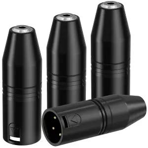 3.5mm to XLR 앙코더 4개 세트 스테레오 TRS 미니 잭 여성형 3핀 남성 마이크 어댑터 캠코더 녹음기 믹서용
