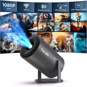 내장 앱 WiFi 및 블루투스 지원 미니 휴대용 프로젝터 1080P 자동 키스톤 보정 180 회전 가능 TV 스틱 HDMI