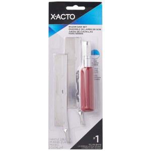X-ACTO 정밀 레이저 톱 세트 2개의 날 포함 - 금속 발사우드 플라스틱 절단 가능 모형 및 철도 레일의 섬세한 절단용