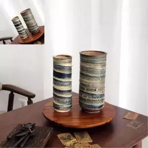 [제이큐]목긴 다육이 원통형 화분 특대 10x30cm 대형 도자기 배수 구멍식탁용
