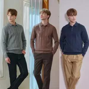 [하프클럽/워모(LUOMO)]워모 남성 케이블 카라 니트 3종