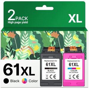 ADOCCUR 61XL hp호환 잉크 61 카트리지 교체용 ENVY 4500 5530 5534 4502 DESKJET 1000 1010 2540 3000 3510 OFFICEJET 4630 4635 프린터(2개 세트)용