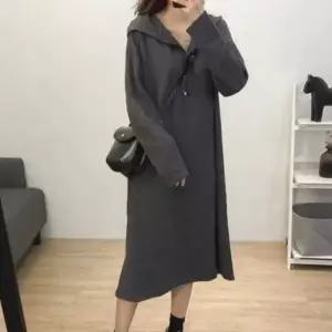 가을 후드 긴팔 원피스 롱원피스 단추 치마 스커트 여성 긴팔
