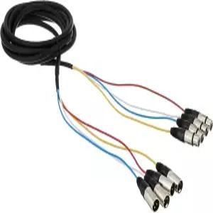 Monoprice 4채널 XLR 수컷-암컷 스네이크 케이블 - 5피트 블랙/실버 금속 커넥터 하우징 스틱 및 고무 부트