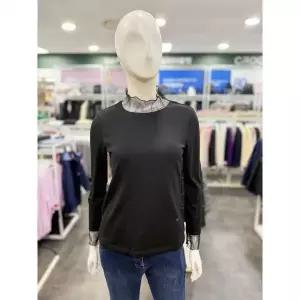 [크로커다일레이디] 매쉬 배색 반넥 티셔츠 블랙 CLES-TS109 2854863