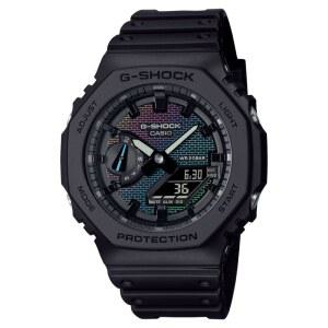 카시오 G-SHOCK GA2100RW-1A | 무지갯빛 벽돌 패턴 다이얼 카본 코어 가드 200M 방수 슈퍼 일루미네이터
