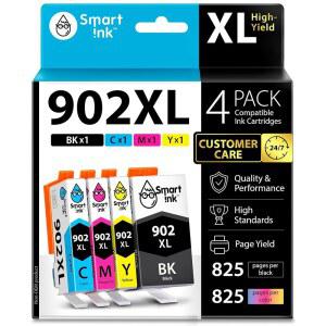 hp호환 902 XL용 스마트 잉크 호환 카트리지 교체용 902XL (4개 콤보 팩) - OFFICEJET PRO 6978 6968 6974 6975 6960 및 6951 6954 6956 6958 프린터와