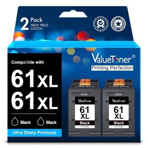 hp호환 61XL 61 INK 교체용 블랙 잉크 카트리지 고수율 | ENVY 4500 4501 4502 5530 DESKJET 3050 3510 1000 1050 1056 1510 1010 OFFICEJET 4630 4632 프린터(블랙 2개)용