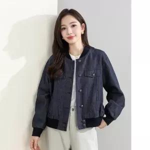 원픽 여성 데님 야구 재킷 가을 스탠드 칼라 숏 코튼 린넨 캐주얼 탑