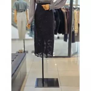 더아이잗컬렉션 블랙 플라워 레이스 펄 스커트 CR9A0SK871A 2838058