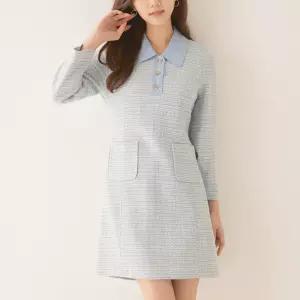 [로엠] 배색카라 트위드원피스 (RMOWE23R11-O)